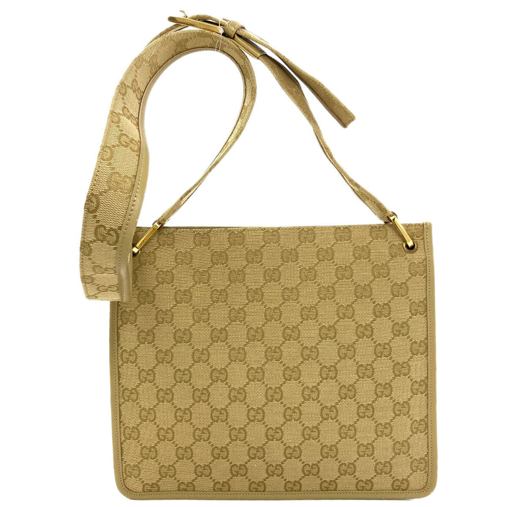 Gucci beige bag canvas GG shoulder gold Tan Gold
